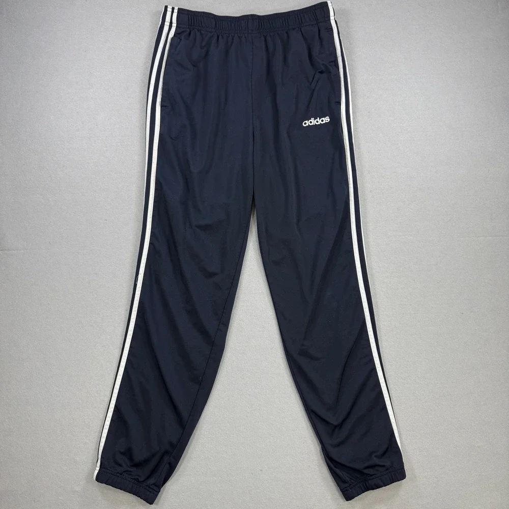 Adidas Track Pants Mens Large Navy Blue 3-Stripe Joggers Athletic Gym Activewear